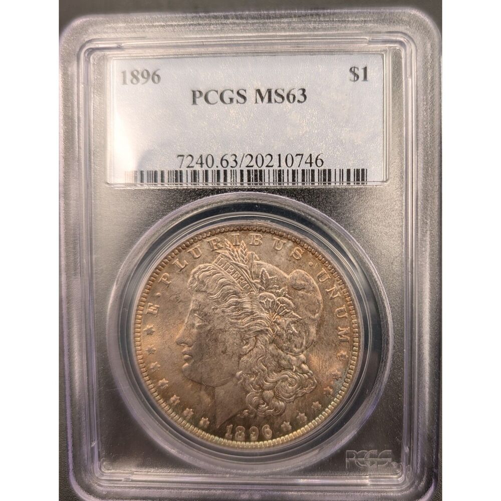 1896 Morgan Silver Dollar PCGS MS63 Toned Brilliant Luster $1 Coin